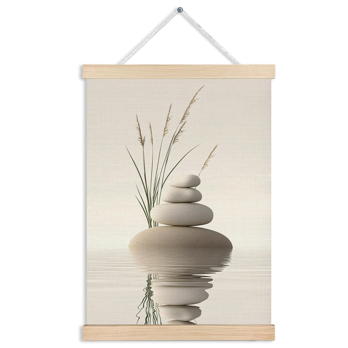 MVLJG Zen Stone Spa Yoga Wall Art Poster, Tranquil Stones in Water Wild Grass Canvas Prints Hanging Wall Decor for Spa Yoga Meditation Room Bathroom, 12x16 Inches