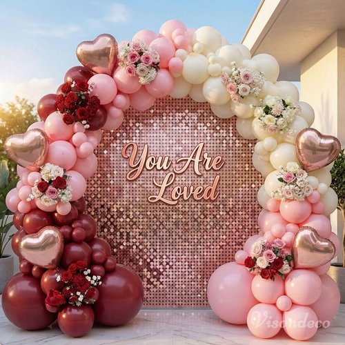 131Pcs Burgundy Red and Pink Valentines Balloons Arch Kit with Ivory & Rose Gold Heart Shaped Foil Balloons - Birthday, Proposal, Valentine's Day Decorations, Mother's Day, Wedding, Party Backdrop