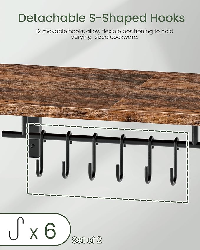 CHOEZON Wall-Mounted Pot Racks, Floating Shelves, Vintage Pot Hangers