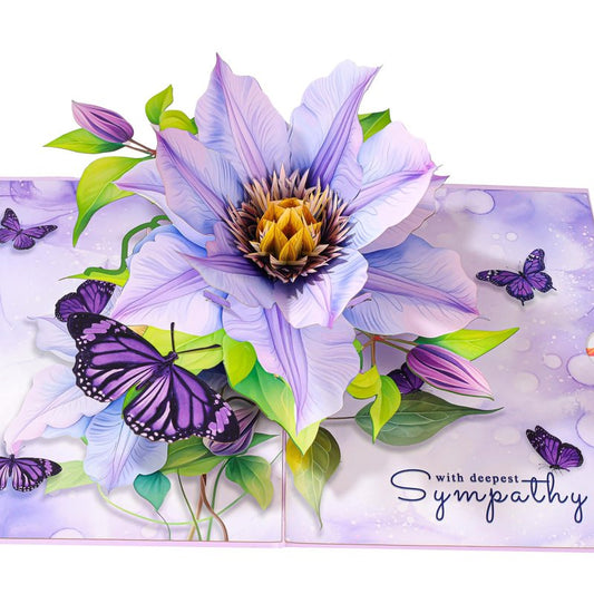 Sympathy Pop Up Card – 3D Butterflies Condolence Card, With Deepest Sympathy, Sorry for Your Loss Card for the Loss of a Loved One, Elegant Thinking of You Gift, 6 x 8 Inch, Includes Envelope