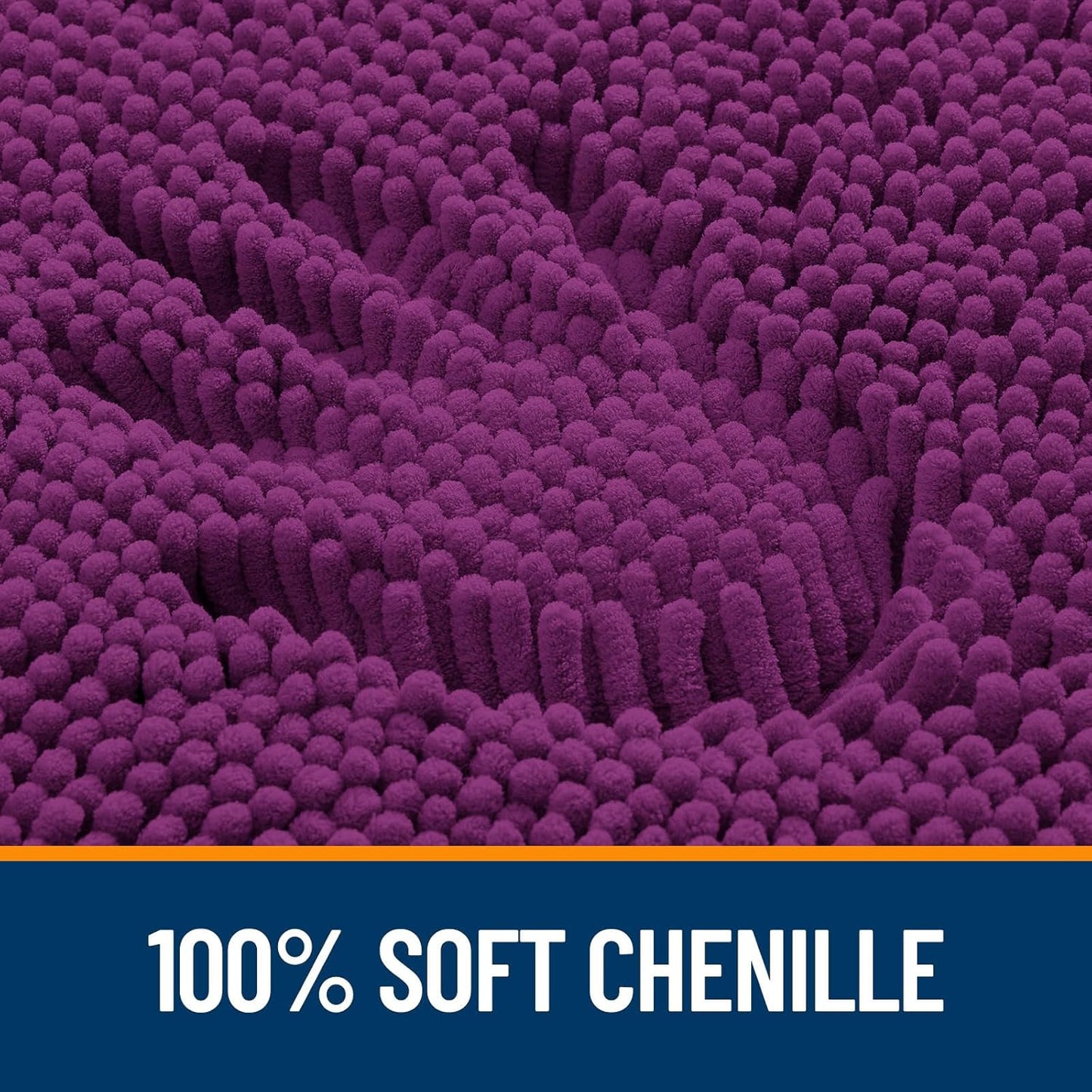 OLANLY U-Shaped Toilet Rug - Extra Soft Chenille Bathroom Mat, Quick-Dry & Non-Slip - 24x20, Purple
