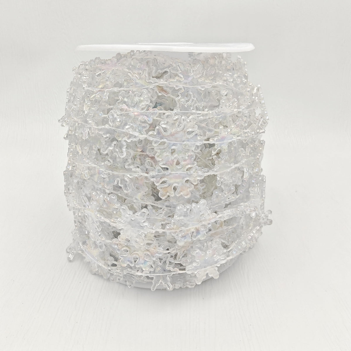 62FT Crystal Beads Strands Acrylic Iridescent Garland for Christmas Tree Decorations DIY Crafts (62FT Iridescent Snowflake)