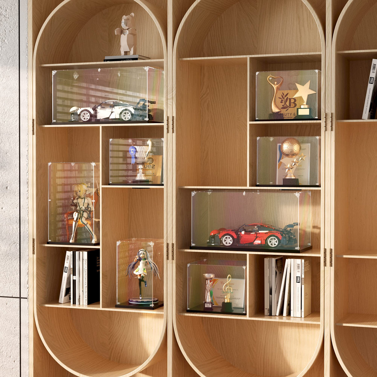 Clear Acrylic Display Case, Self-Assemble Showcase for Collectibles, Action Figures, Dolls- Alternative Glass Box for Commemorative Gifts