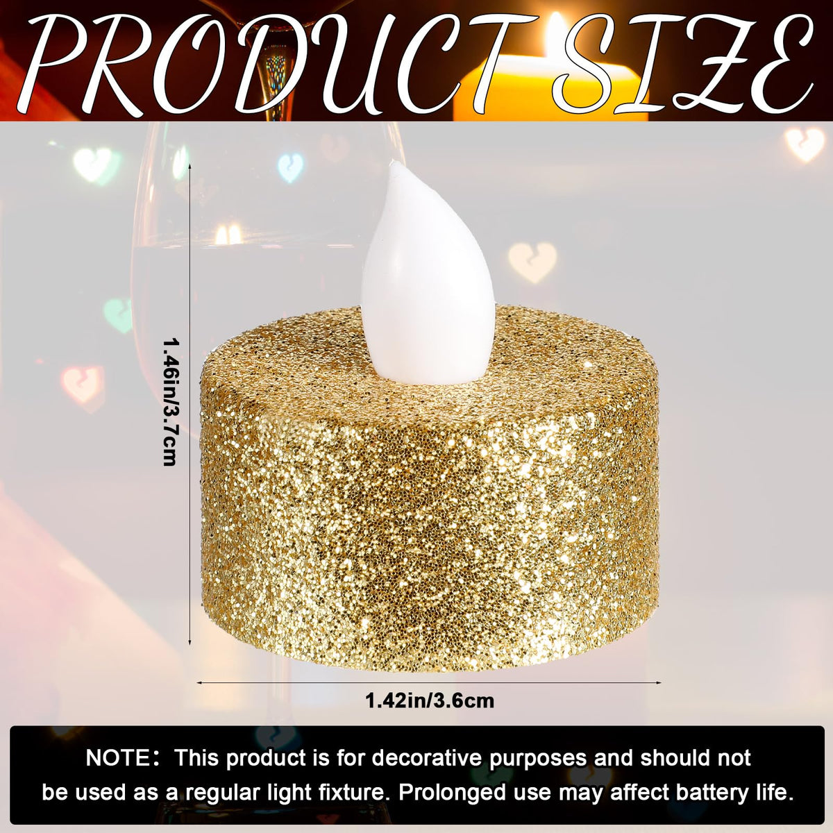 Mudder 24 Pieces Gold Tea Lights LED Candles Tealights Flameless Votive Battery Operated Tea Lights Electric Glitter Tealight for Holiday, Festival Gift, Wedding, Birthday,Home, Party Decor