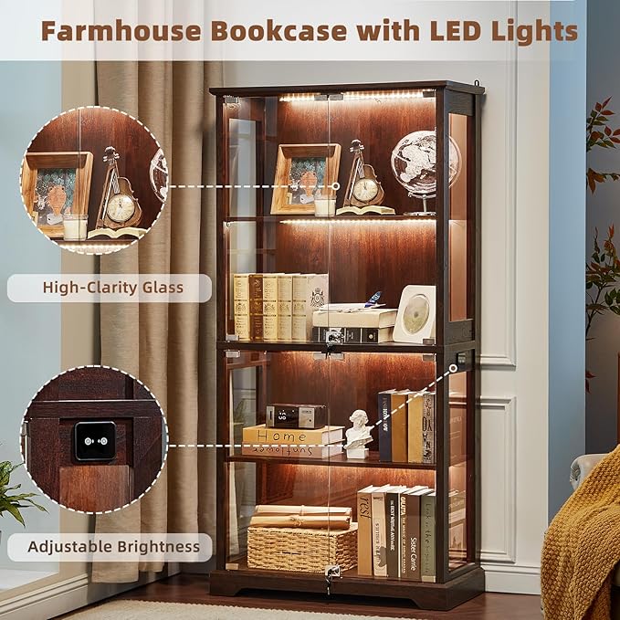 LELELINKY Farmhouse Display Cabinet Set of 2