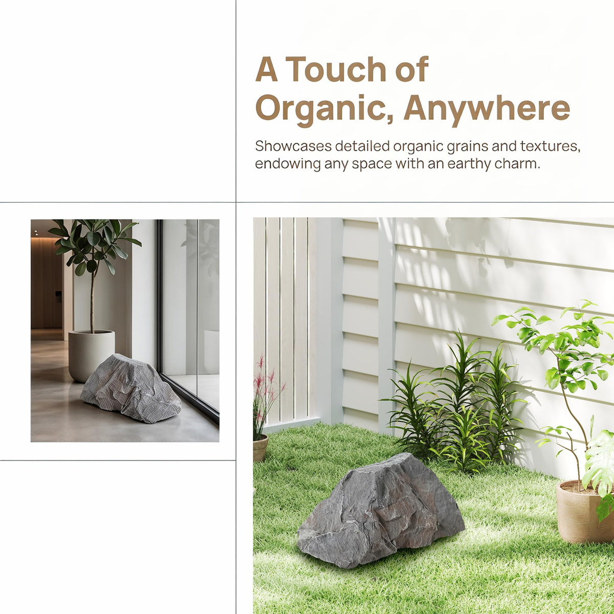 MYCENSE Artificial Rock Natural Texture PU Realistic Sandstone Landscape for Decor Community Courtyard Supermarkets Parks Offices, Style A 32x25x17cm Gray