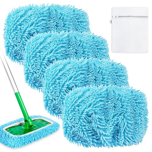 KEEPOW Wet Pads Refill for Swiffer Sweeper Mop and Sweep & Mop Deluxe - Dry Sweeping Cloths for Floor Mopping and Cleaning - Pet Heavy Duty Pads Refills, Upgraded Reusable (4 Pack)
