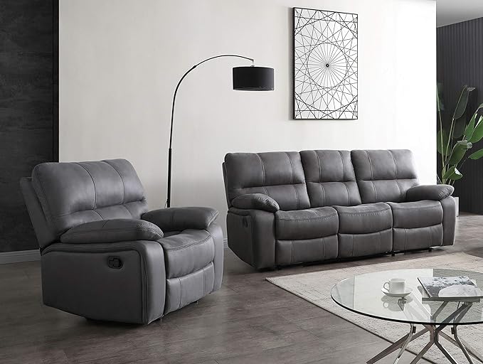 Betsy Furniture Microfiber Reclining Sofa Couch Set Living Room Set 8007