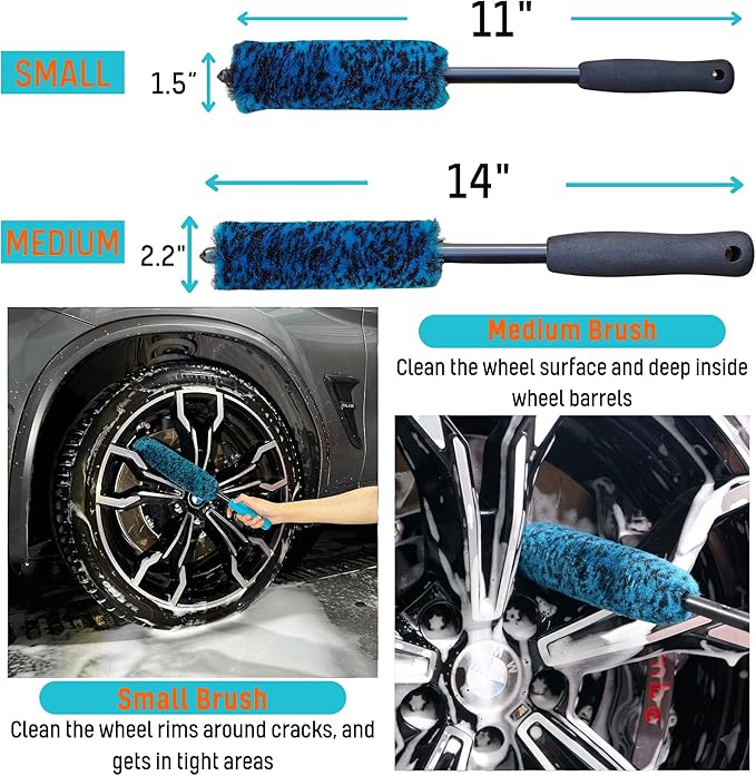 7PCS Car Wheel Rims Detail Cleaning PRO Wash Kit, Wheel Wash Mitt, Tire Brush