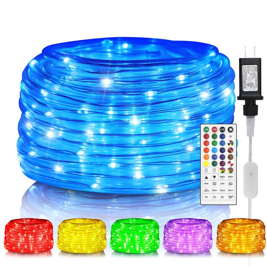 Soiarllt Rope Lights for Outside, 40FT 120LED Color Changing Rope Lights with Plug & Remote, 24 Colors RGB Twinkle Light Indoor Bedroom, LED String Light Outdoor Waterproof, Timer, for Christmas