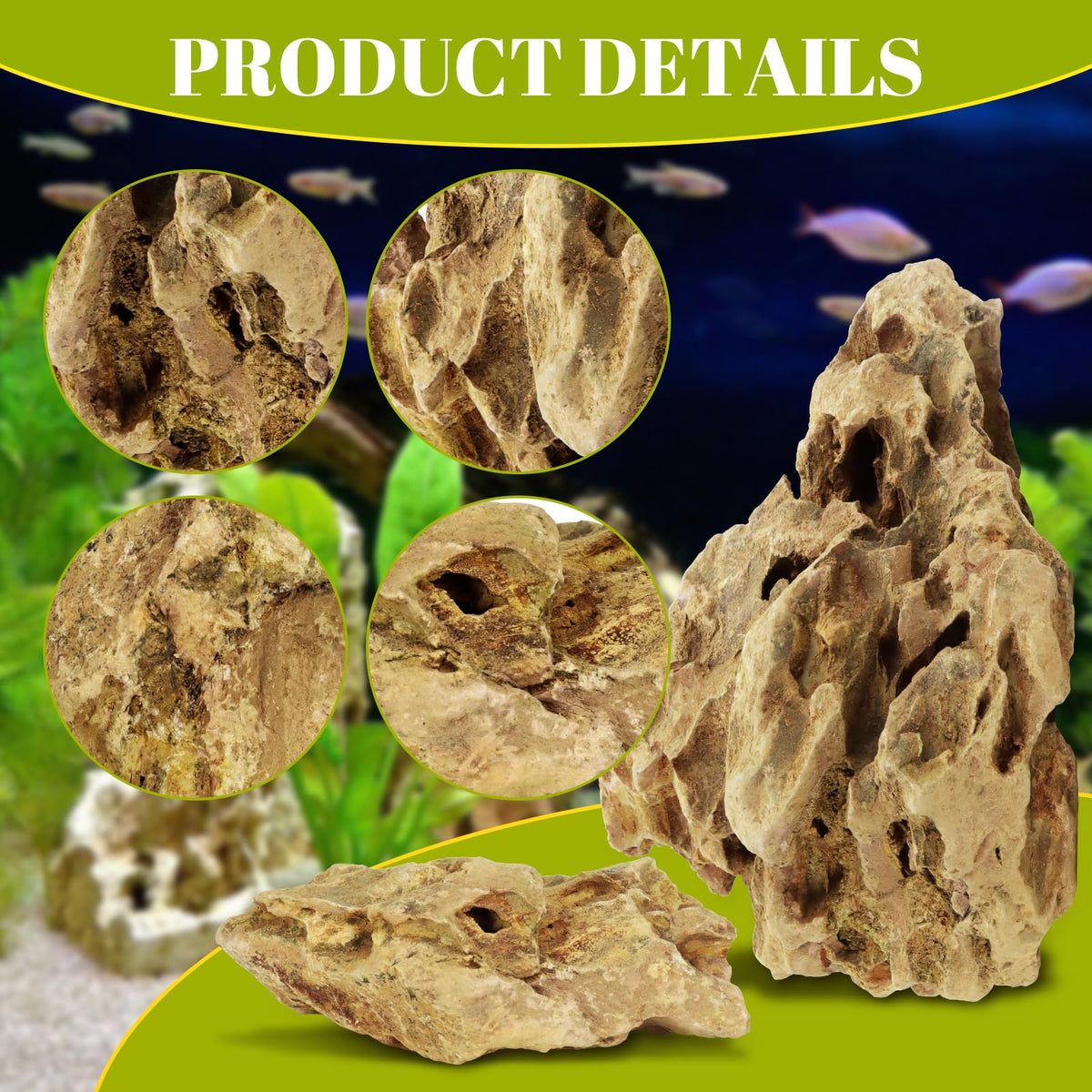VOKOY 2.5lb Natural Dragon Stones, Aquarium Rocks Decoration Aquascaping Stone Landscaping Model for Fish Tank Decor Terrariums Paludariums Reptile Enclosures Gardens, 2-4 inches
