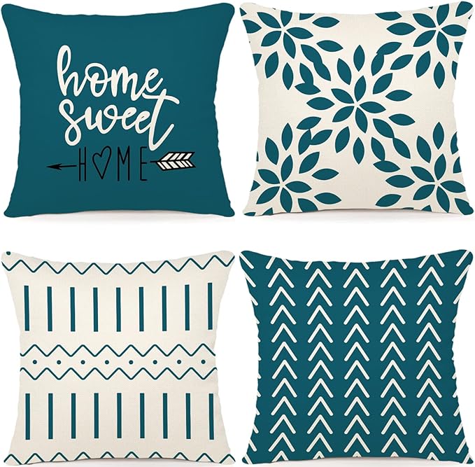 YCOLL Pillow Covers 18x18 Set of 4, Modern Sofa Throw Pillow Cover, Decorative