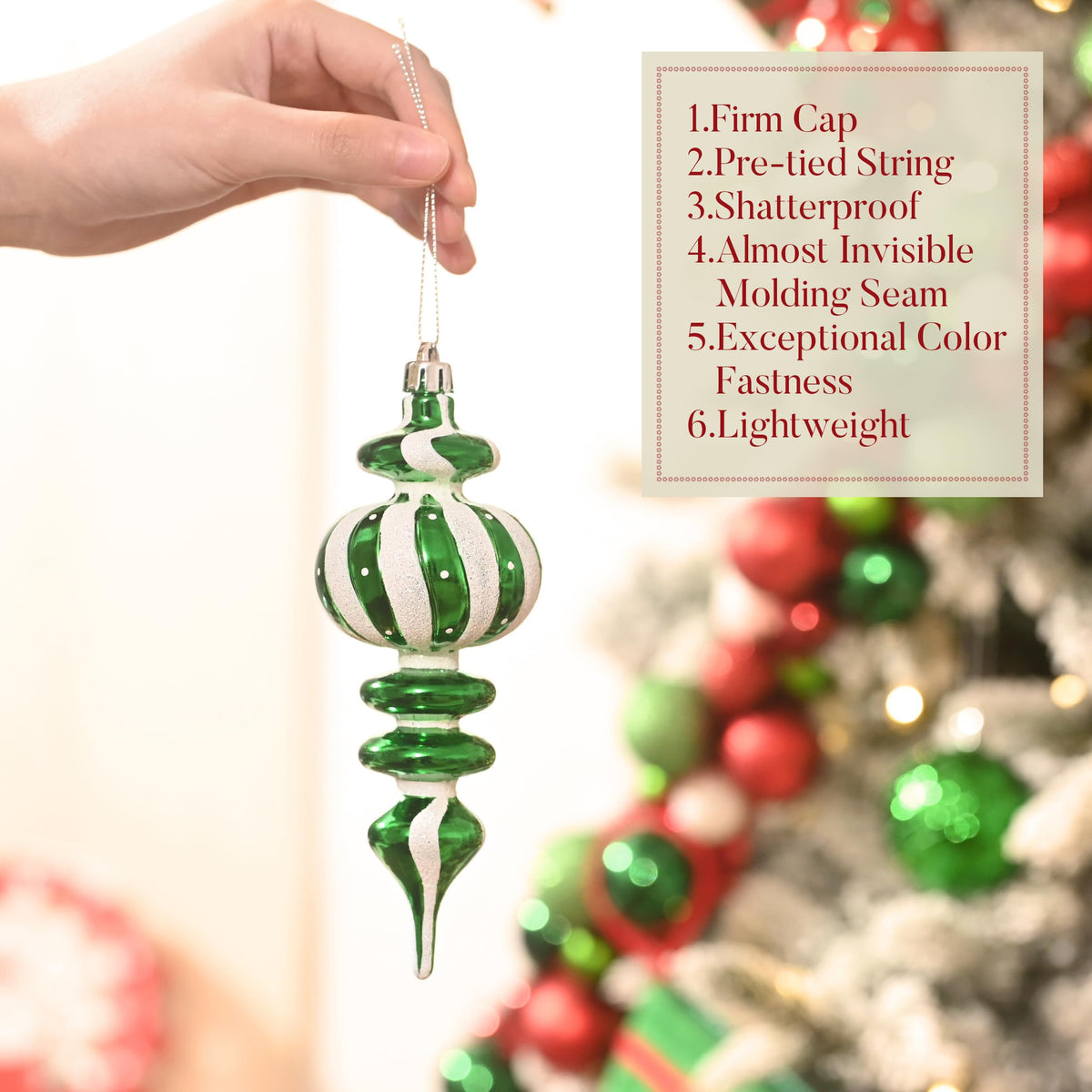 Valery Madelyn Christmas Ball Ornaments Set, 80ct Candy Cane Red Green White Shatterproof Christmas Tree Decorations, Variety Decorative Hanging Ornaments Bulk for Xmas Holiday Party Decor