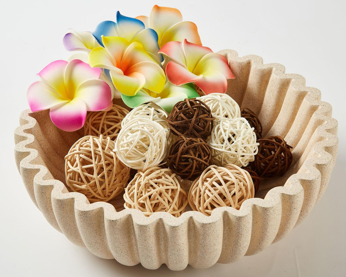 WVTANVW Ruffle Decor Large Decorative Bowl,fruit bowl kitchen stone bowl,bowl decor,Trendy home decor large Stylish Key Bowl for Entry Table