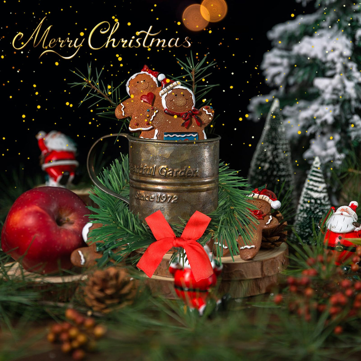 YBB 12Pcs Christmas Candle Rings with Red Black Plaid Bow, Small Artificial Wreath Candle Holder Rings, Fits 3.9 Inch Pillars Candle Tapers for Rustic Wedding Centerpiece Christmas Table Decoration