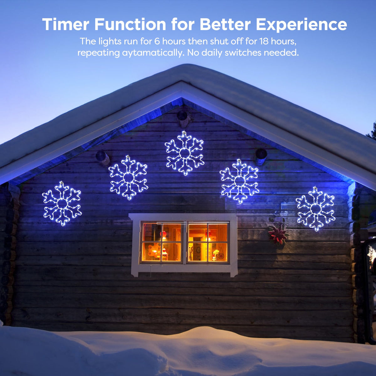 BlcTec 2 Pack Big Christmas Snowflakes Lights, 13 Inch Durable Metal Frame Snowflakes with Remote Control, 8 Modes, Timer, Waterproof Battery Operated Snowflake Lights for Christmas Party Decorations