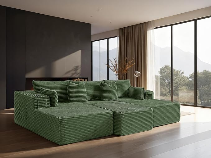 108" Cloud Sectional Couch, Comfort Sleep Sofa