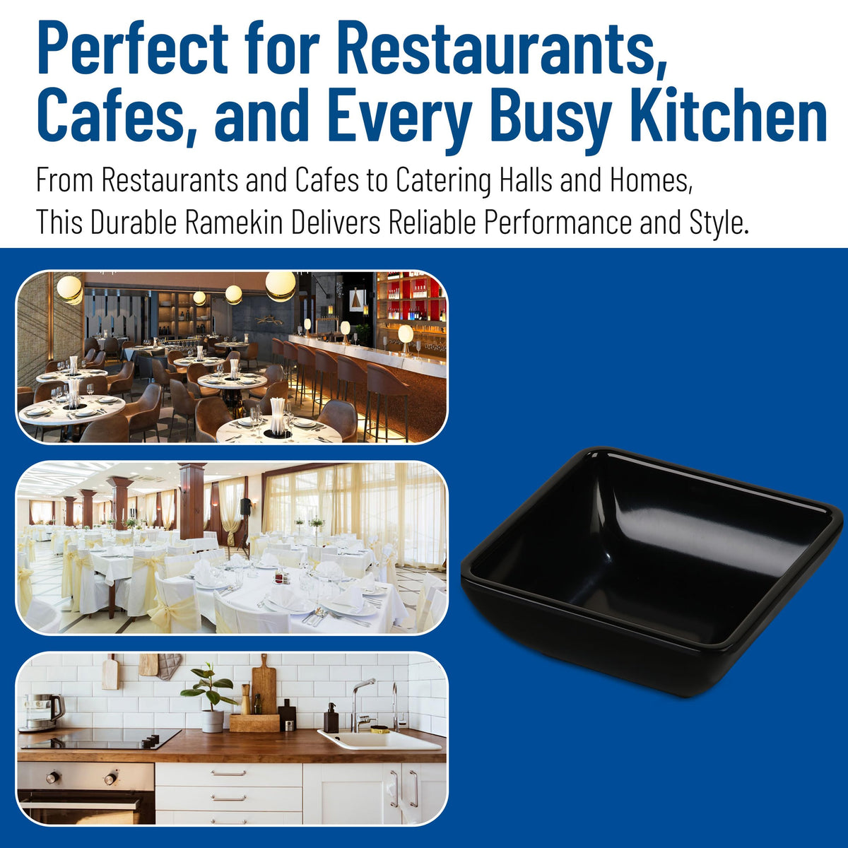 Carlisle FoodService Products 086003 Melamine Single Square Ramekin, 2 oz Capacity, 1-1/2" Length x 1-3/16" Width x 1" Height, Black (Case of 48)