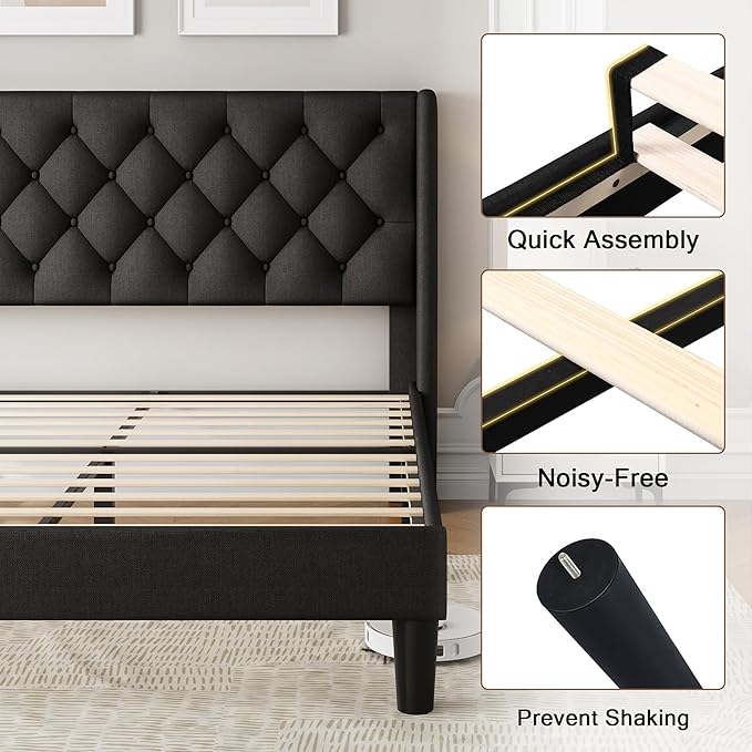 Einhomn Black Platform Bed Frame Full Size