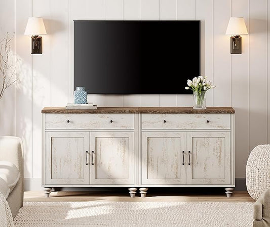 WAMPAT Farmhouse TV Stand for 75 inch TV