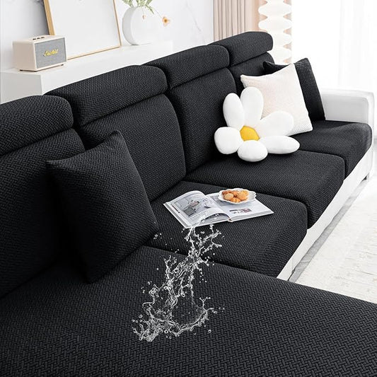 Smiry Waterproof Couch Cushion Covers, Stretch Jacquard Thick Sofa Cushion