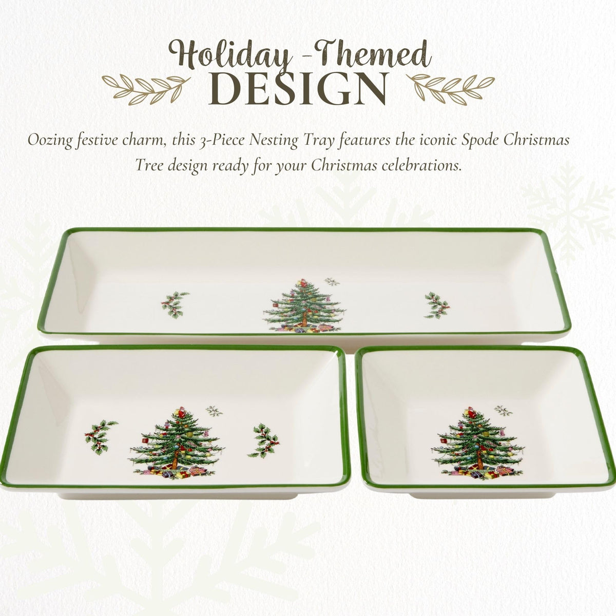 Spode Christmas Tree 3-Piece Dessert Trays, Serveware - Holiday Dinnerware & Decorative Tray, Holiday Winter Serving for All Parties & Occasions - for Snacks, Appetizers, Cookies