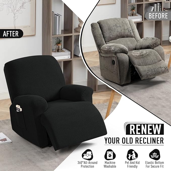 TAOCOCO Recliner Cover 4-Pieces, Recliner Stretch Sofa Slipcover, Recliner