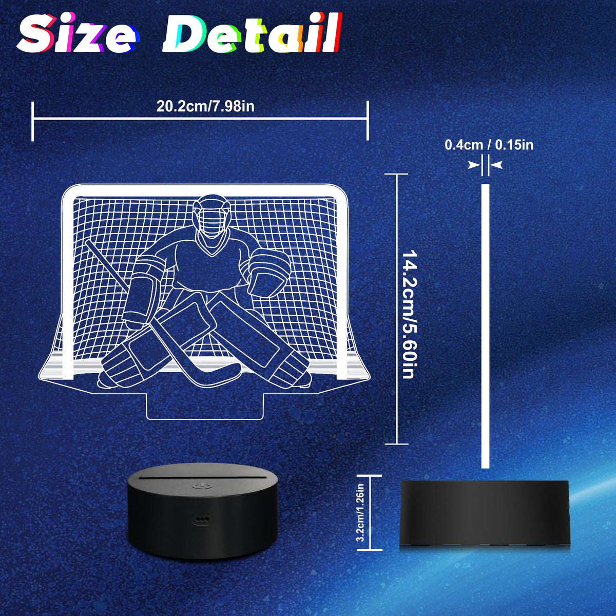 CoolGift Mart Ice Hockey Night Light, 3D LED Optical Illusion Lamp with Remote Control and Timer, Perfect Christmas and Birthday Gift Idea for Boys, Kids, and Teen