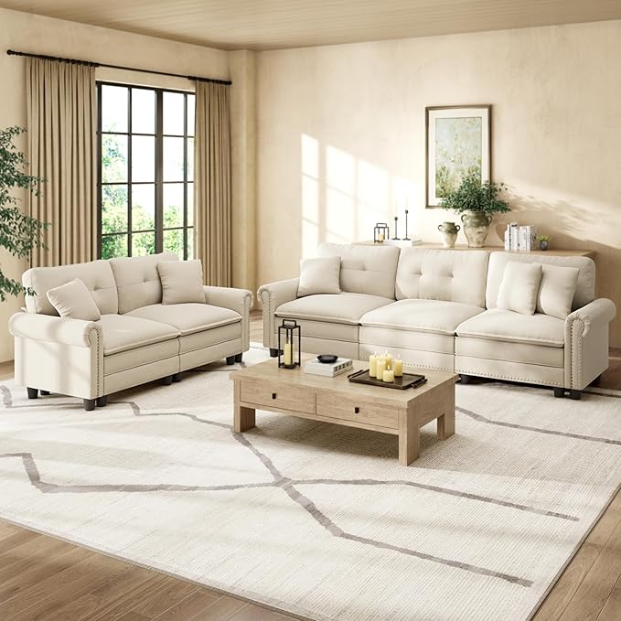 HERA'S HOUSE 2 Pieces Modular Sectional Sofa Sets, Oversized Couch Set
