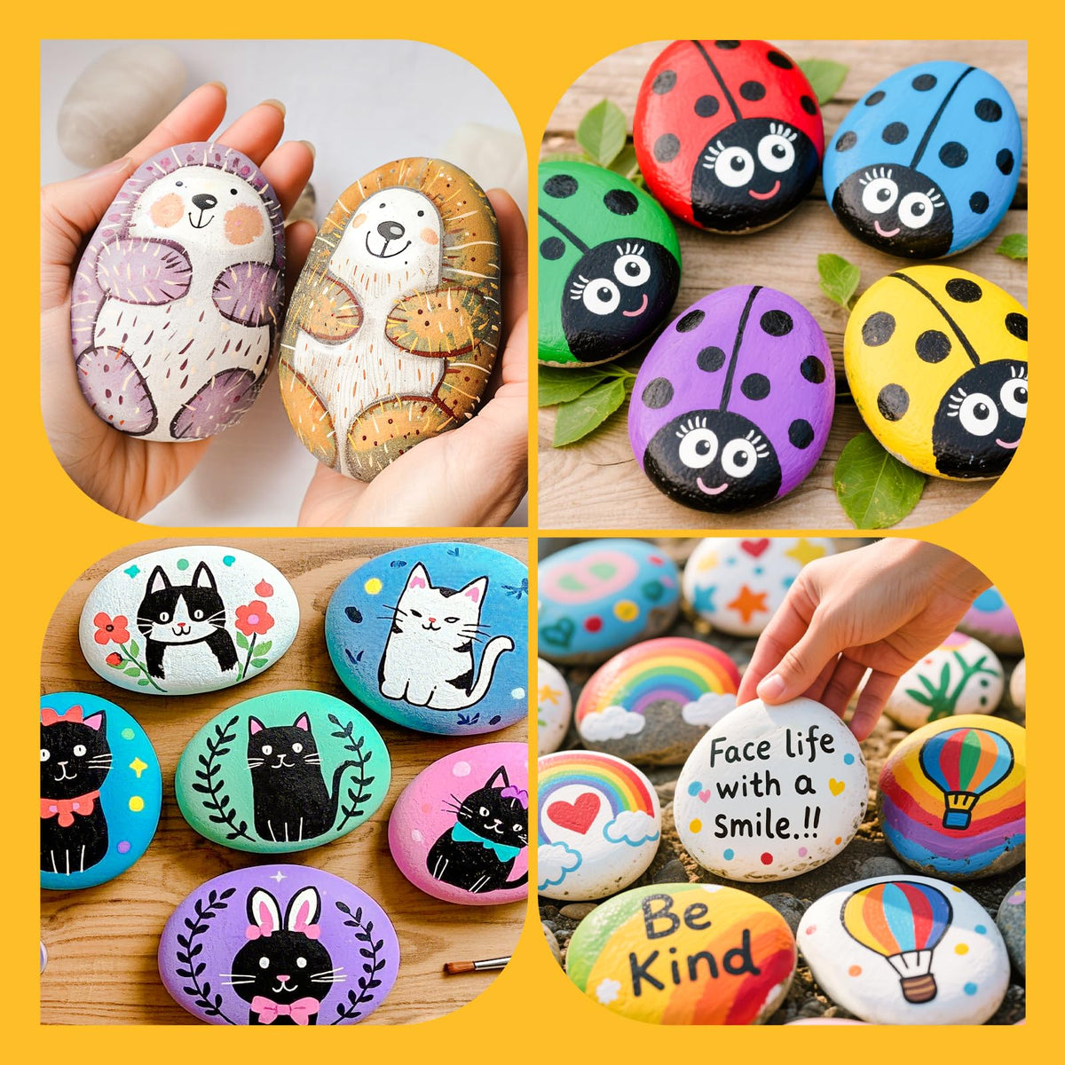 Simetufy 25 Pcs Large Rocks for Painting, 4-5 Inch River Rocks Painting Stones Smooth Flat Rocks for Painting, Natural Rocks to Paint for Arts DIY Crafts Kids Painting