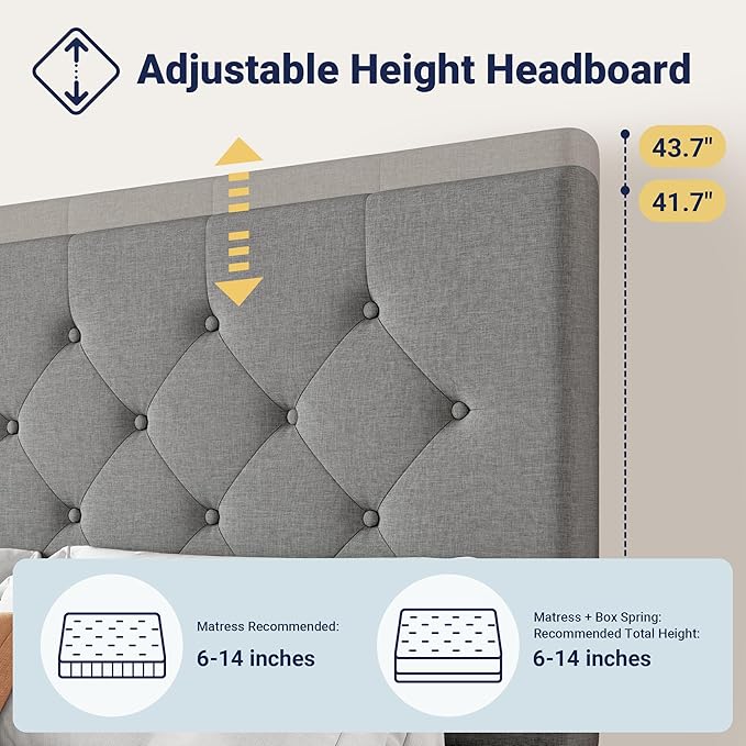 Allewie Upholstered Queen Size Platform Bed Frame