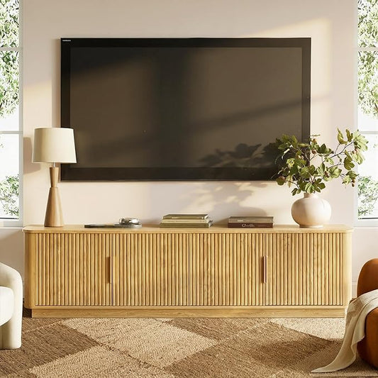 win2win 67" TV Stand for 80 Inch TV, Modern Fluted Entertainment Center