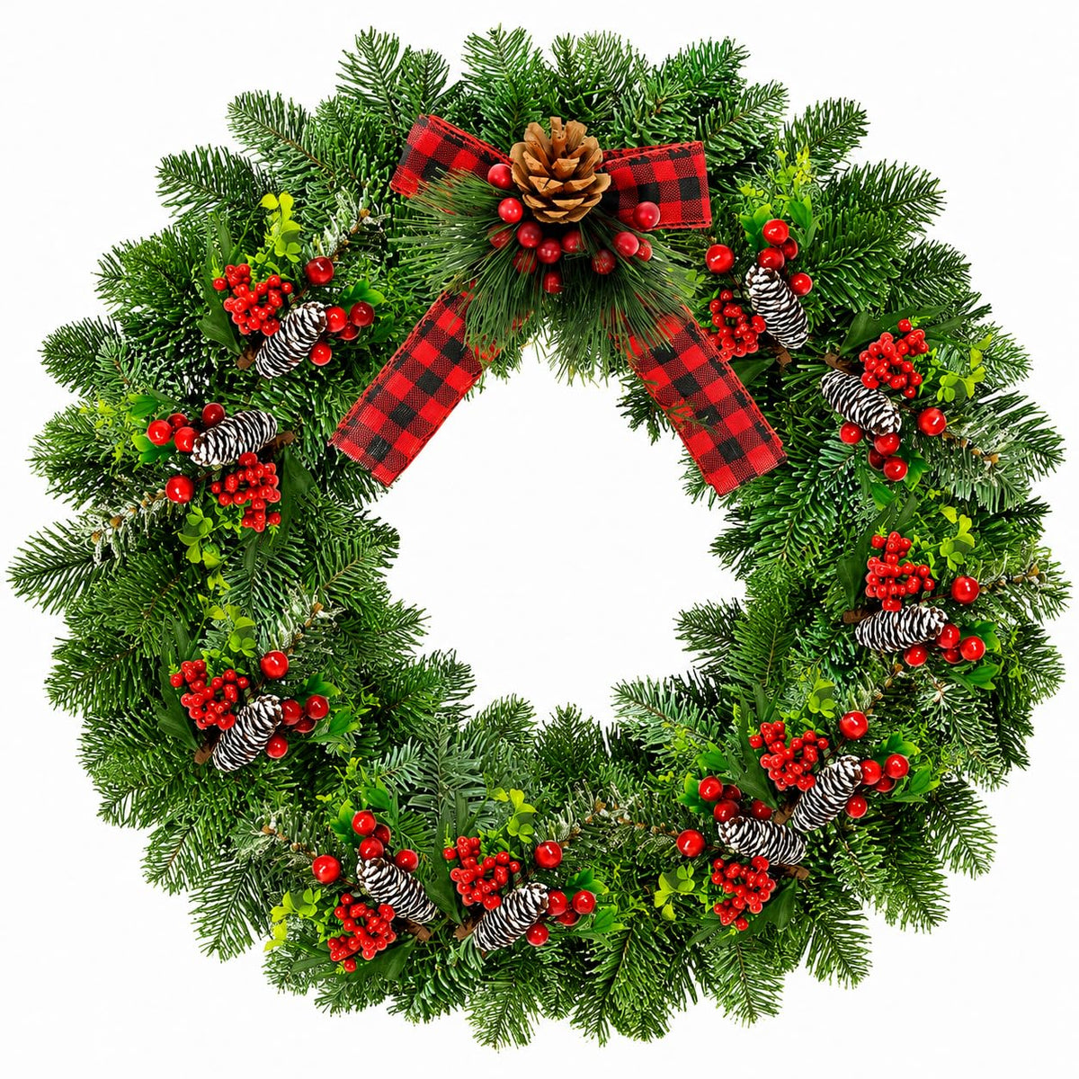 Christmas Floral Picks Set of 10, Snow Tipped Pinecone Greenery Picks with Red Berries, 9 Inch Bendable Stems - Wreaths Garland Christmas Tree Centerpieces Floral Arrangements & Crafts
