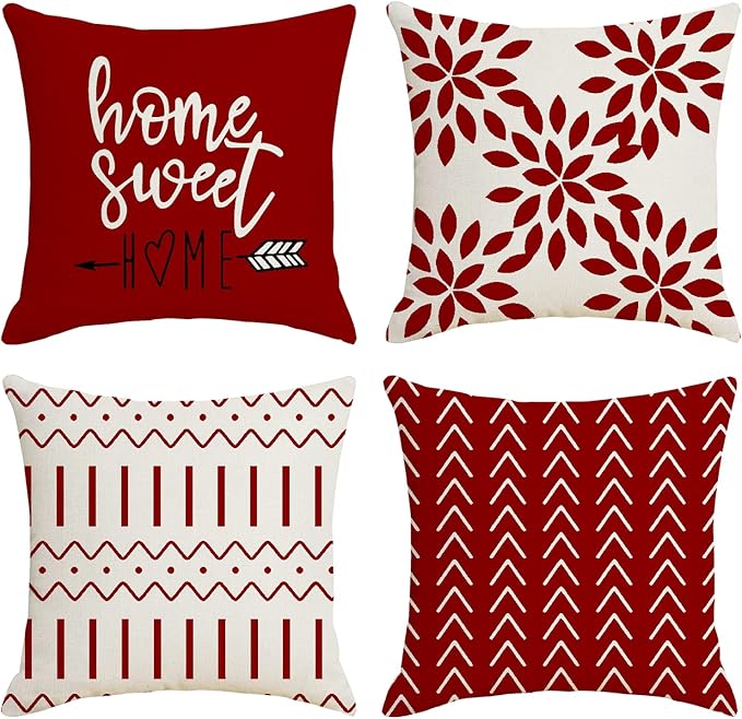 YCOLL Christmas Pillow Covers 20x20 Set of 4, Modern Sofa Throw Pillow Cover