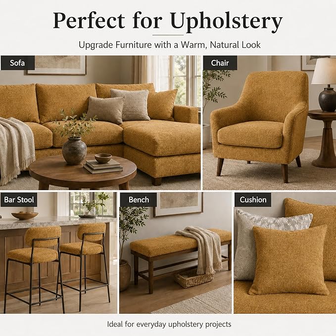 Mini Chenille Linen Blend Upholstery Fabric by the Yard, 57 Inch Wide Soft