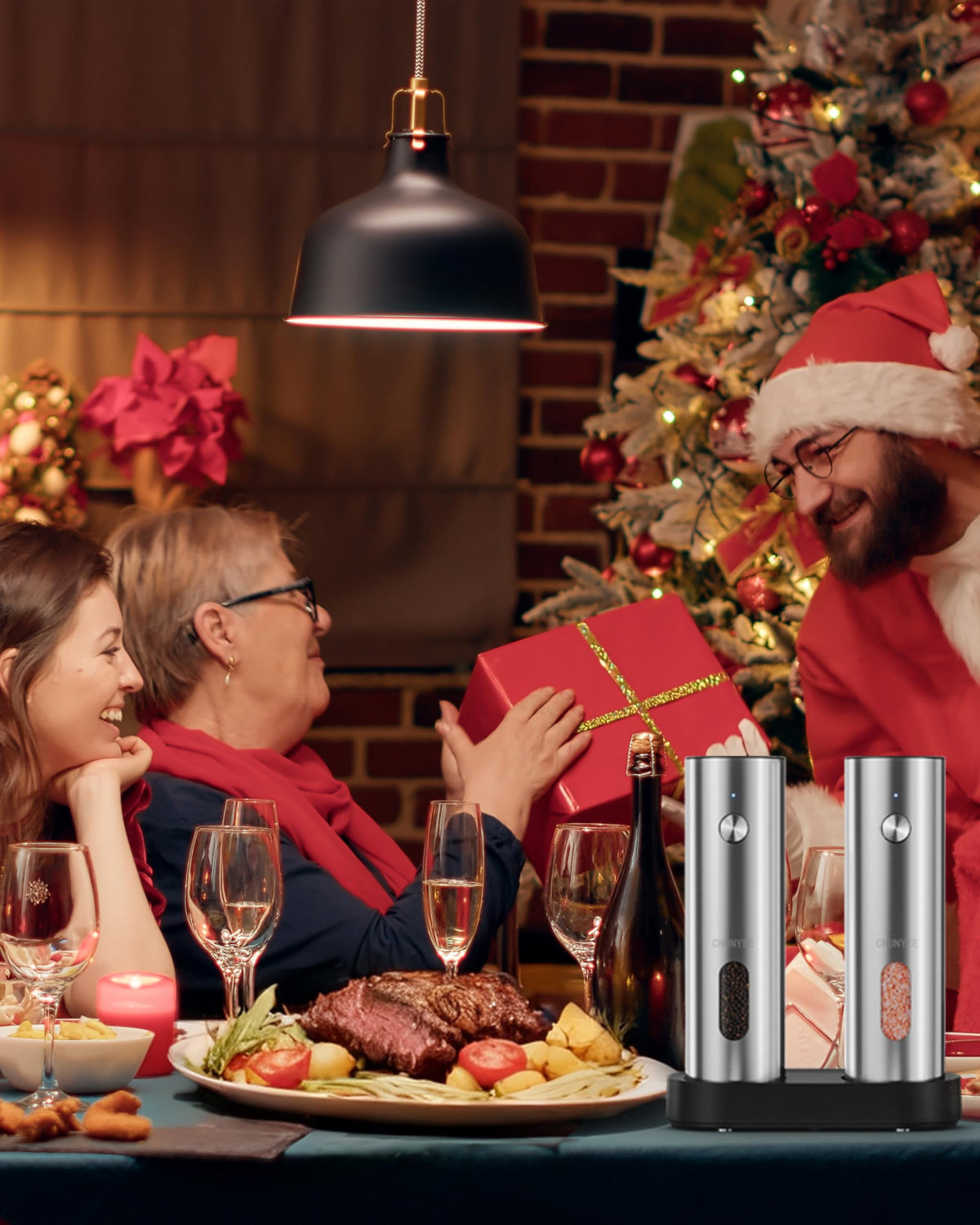 Electric Salt and Pepper Grinder Set with Rechargeable Base - Upgraded Large Capacity, Refillable Pepper Mill Set with LED Light & Adjustable Coarseness, Ideal for Kitchen, Outdoor, BBQ & Gift Giving