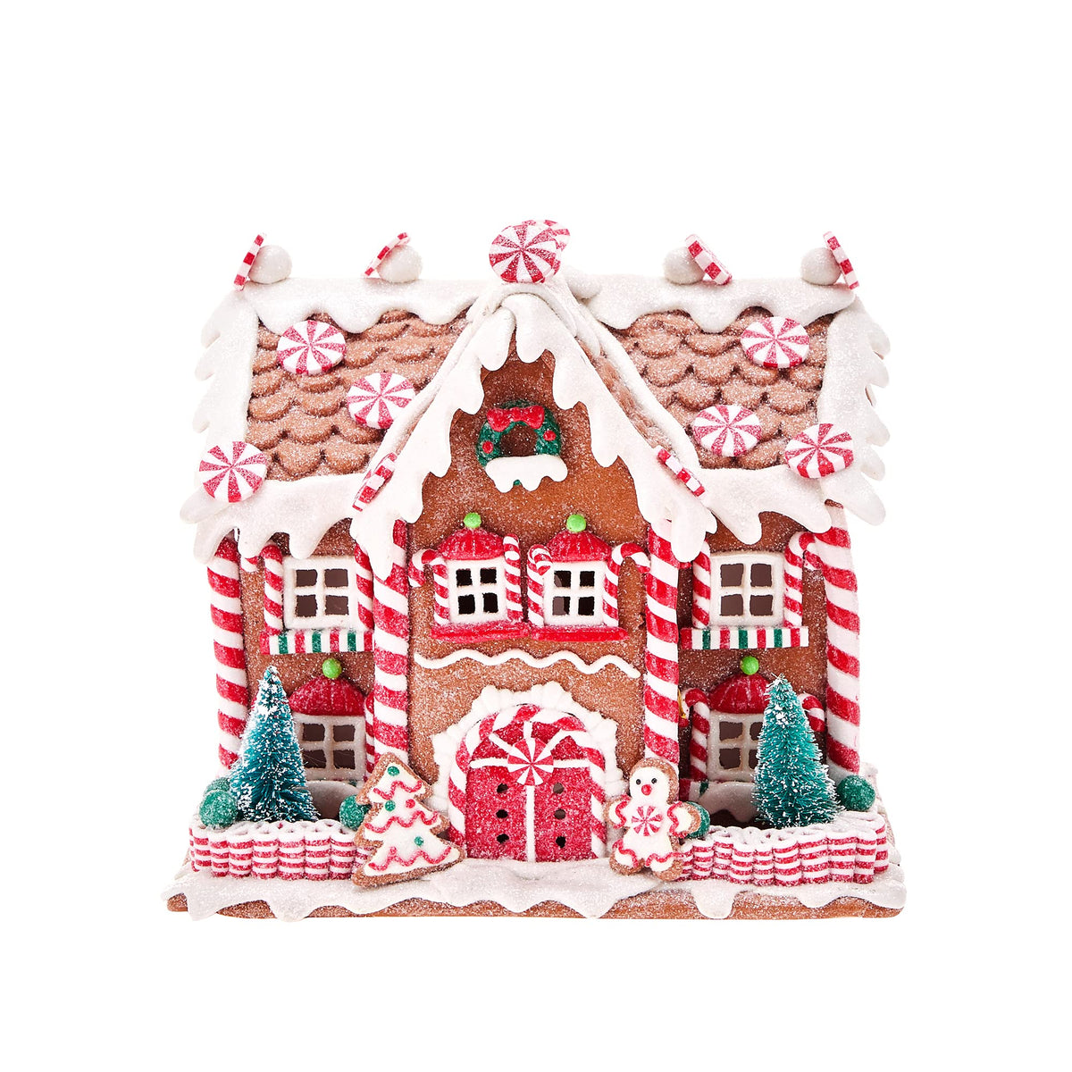 KPCB Gingerbread House Decorations - Gingerbread Decor 8.7 inches - Classic Christmas Village Figurines with Detailed Handcrafted Elements - Table Centerpiece Cookie Holiday Decor