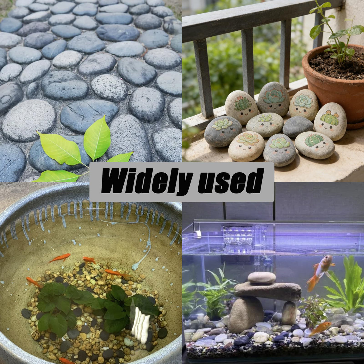 Wuyituart 4LB Large Rocks for Painting, 1-2 Inch Natural River Rocks, Decorative Stones for Fish Tank Aquarium Fountain Garden Arts Crafting