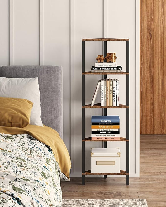 TUTOTAK Corner Shelf, 5-Tier Corner Bookshelf