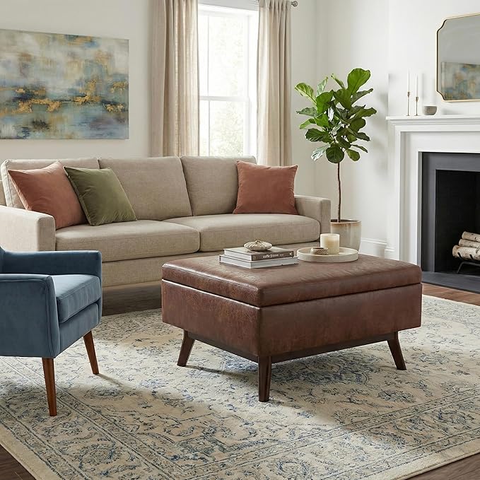 SIMPLIHOME Owen Coffee Table Storage Ottoman
