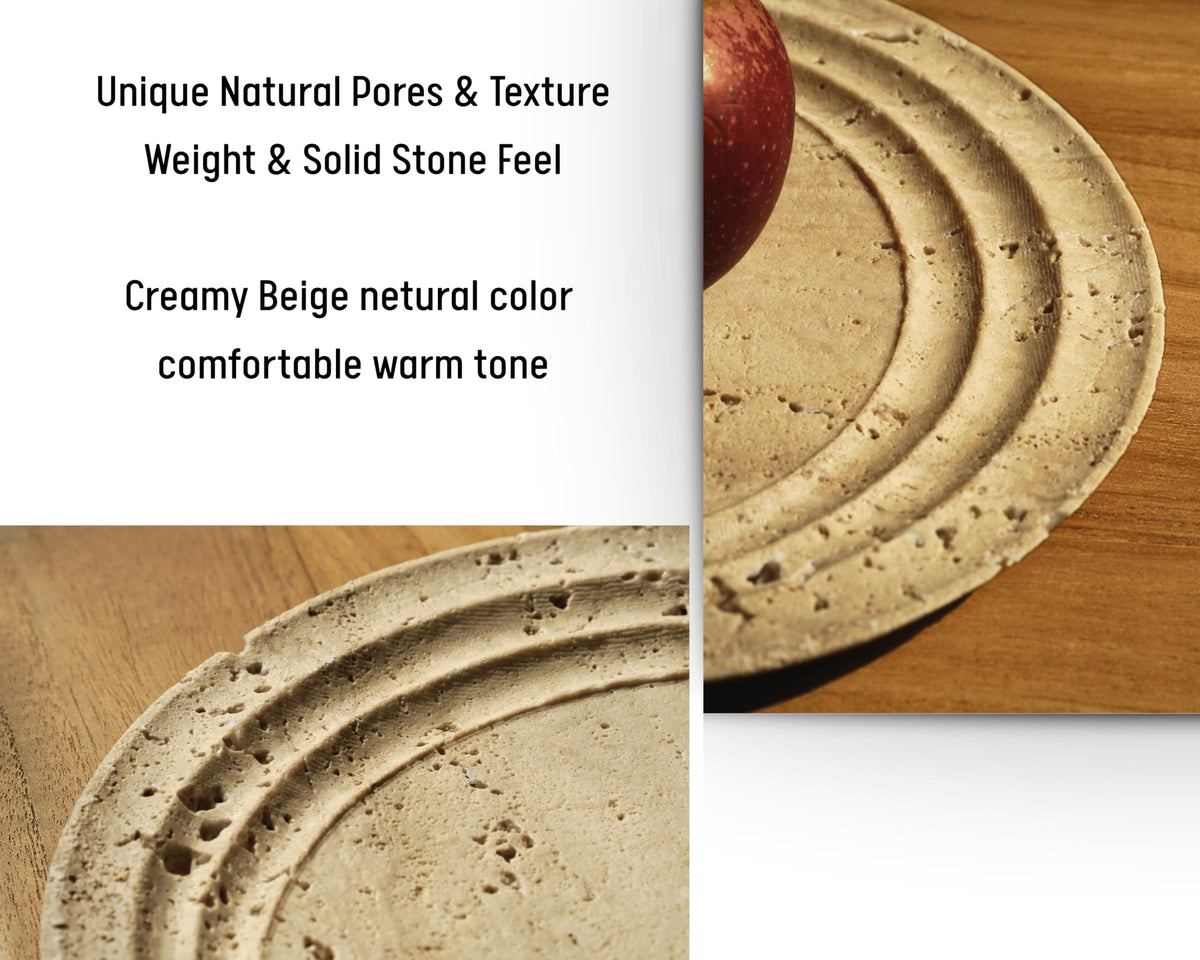 astavostone Natural Travertine Tray 9.5'' – Cream Beige Marble Decorative Tray, Fruit & Vase Display Plate, Decorative Catchall for Keys, Jewelry & Objects on Table, Island or Entryway Counter Decor