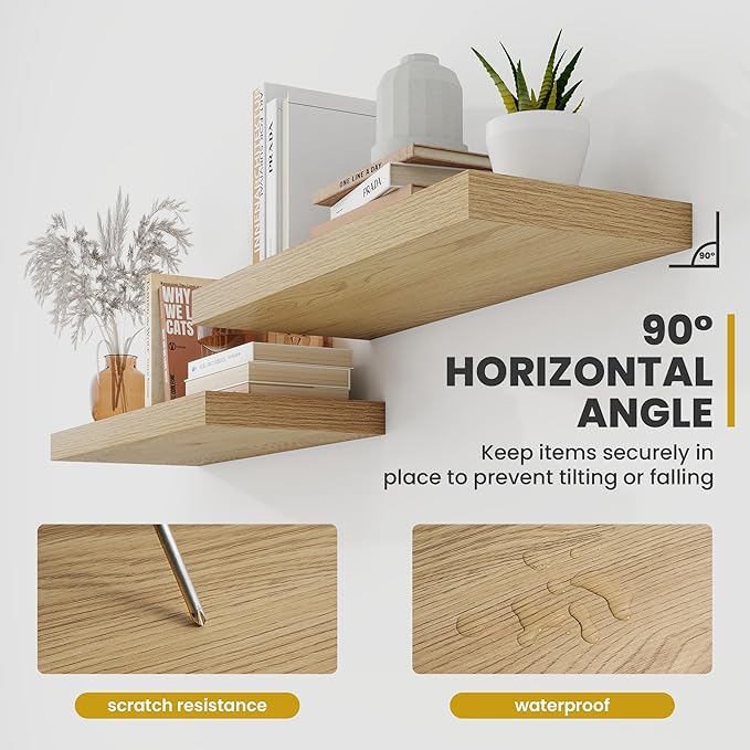 Acovy 48 Inch Floating Shelves, 9.3" Deep Floating Shelf Wall Mounted, Rustic