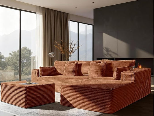 108" Cloud Sectional Couch, Comfort U Shaped Boneless Couch
