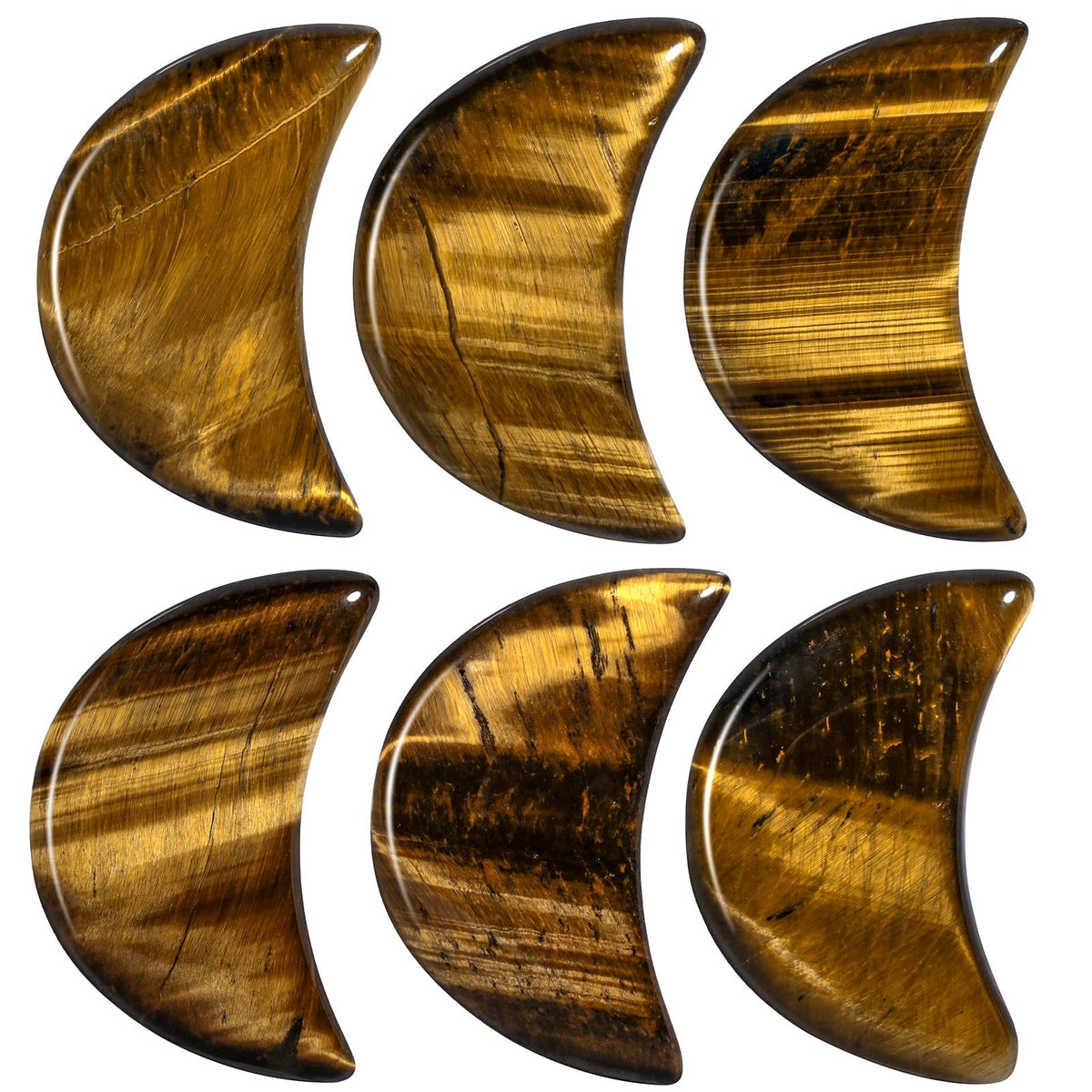 Nupuyai 6Pcs Crescent Moon Healing Crystal Stones for DIY Jewelry Making/Home Office Decoration, Pocket Palm Stones for Massage/Relaxation/Chakra Balancing