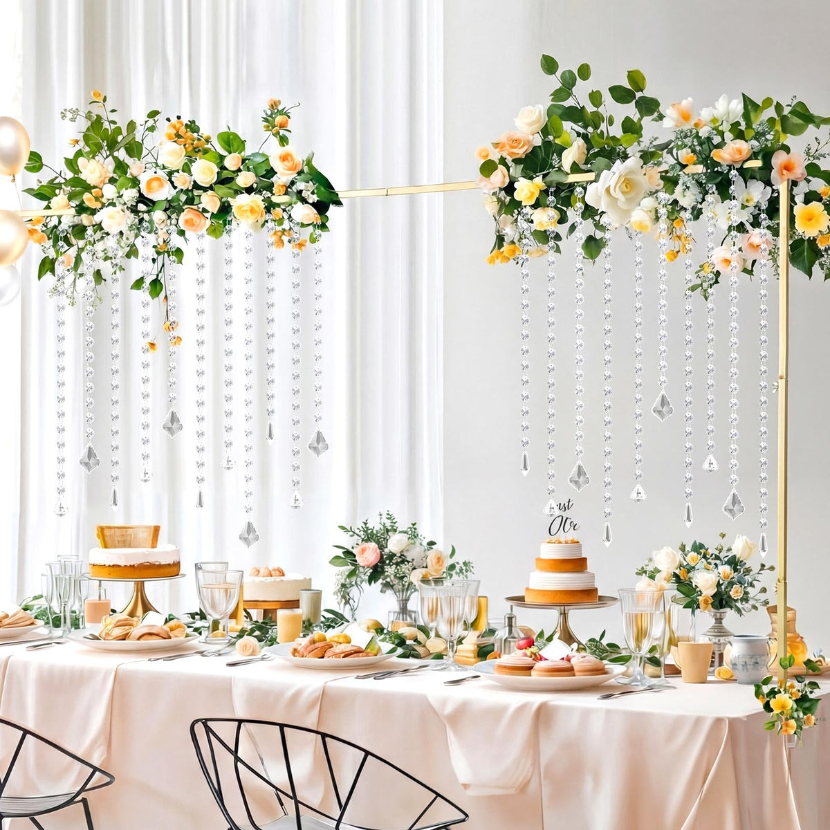 Teyva Daily 24 Pcs 13 Inch Clear Acrylic Crystal Garland Strands Hanging Crystal Strings Decoration Chandelier Beaded Chain Ornament Beaded Garland Curtain for Wedding Party Manzanita Tree Centerpiece
