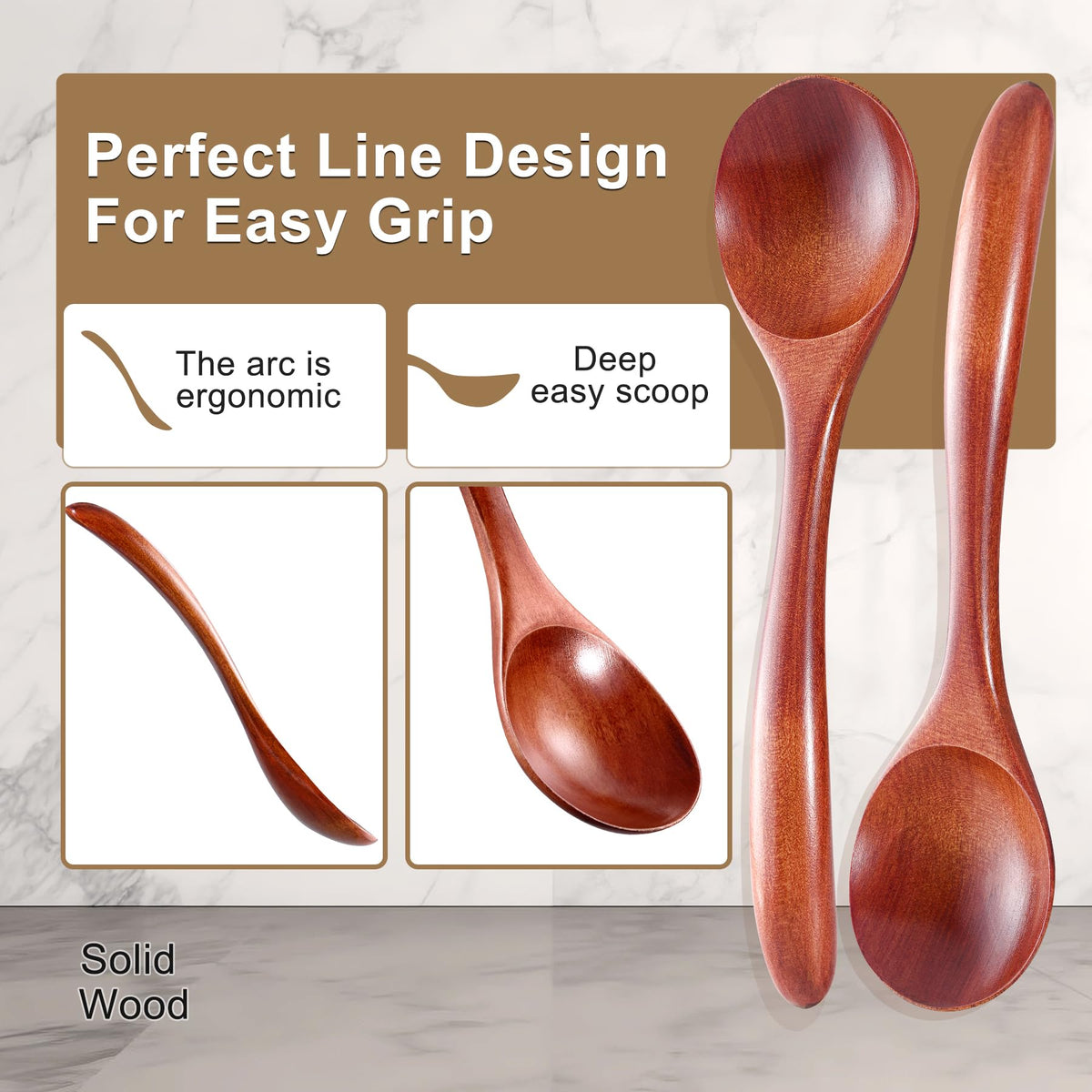 LOROTOCO 50PCS Small Wooden Spoons 6.7" Soup Spoons Bulk for Eating with Stirring & Scoop Coffee Honey Tea Jam Salts Kitchen Utensils Set