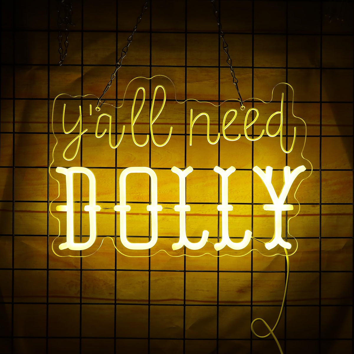 Y'all Need Dolly Neon Sign,Dolly Light Up Sign,For Wall Decor Home Decor USB Powered Christmas Birthday Gift