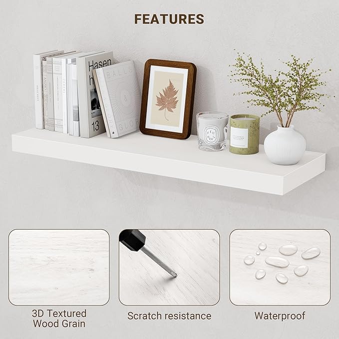 Acovy 36 Inch Floating Shelves, Wooden Shelves