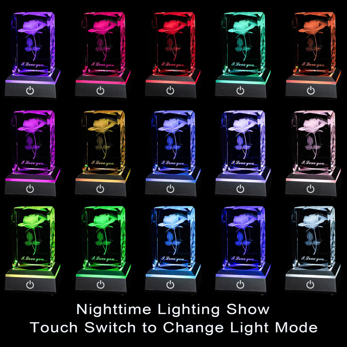 hochance 3D Rose Crystal Nightlight,Perfect Mothers Day Gifts for Wife Her Mom from Daughter Husband Son，Mother's Day Ideas Unique Anniversary Birthday Decolamp Presents