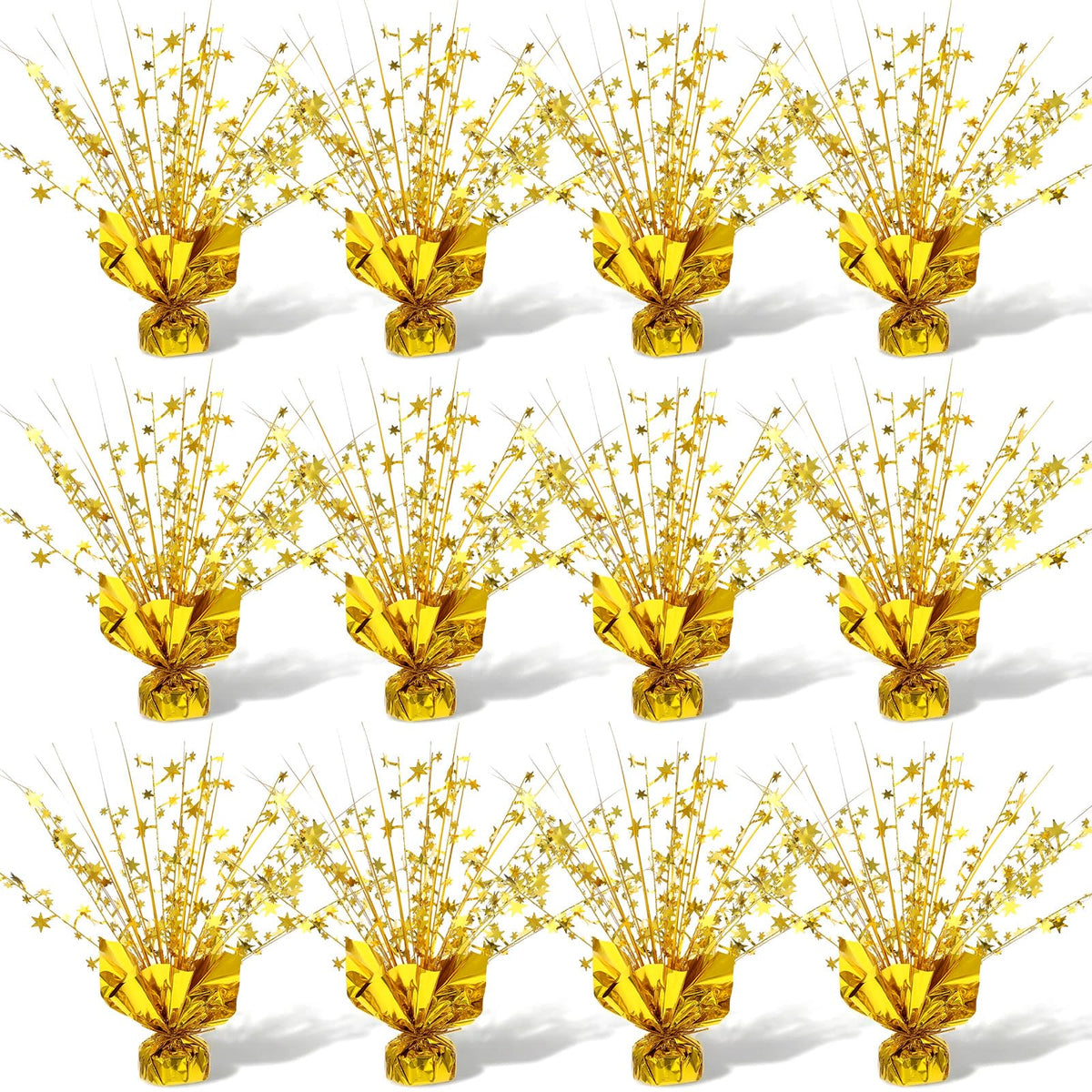 12 Pack Metallic Foil Spray Centerpiece Star Table Decoration Burst Table Centerpieces for Birthday Star Tabletop for Birthday New Years Nye Wedding Anniversary Graduation Holiday Party Supplies Decor